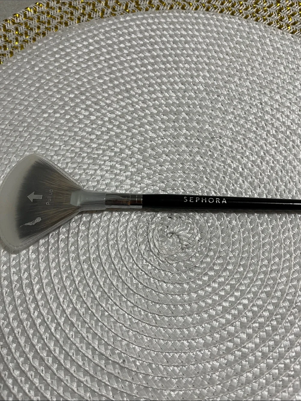 Sephora Silver Silicone Fan Brush with Black Handle no 65